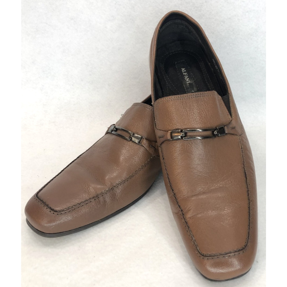 ALFANI Leather Upper & Sock Brown Loafer Sz 13M - MADE IN BANGLADESH